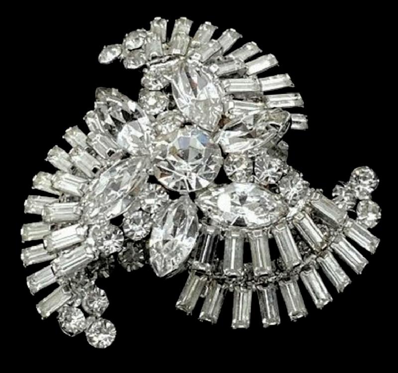 Front view of Clear Baguettes Brooch