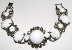 White (chalk Or Milk) Cabochons Bracelet 5 Link