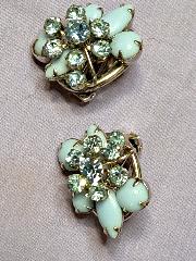 White (chalk Or Milk) Cabochons Earrings Clip