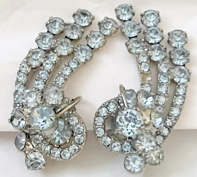 Front view of Blue Chatons Only Earrings Clip
