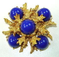 Blue Cabochons Plastic Brooch