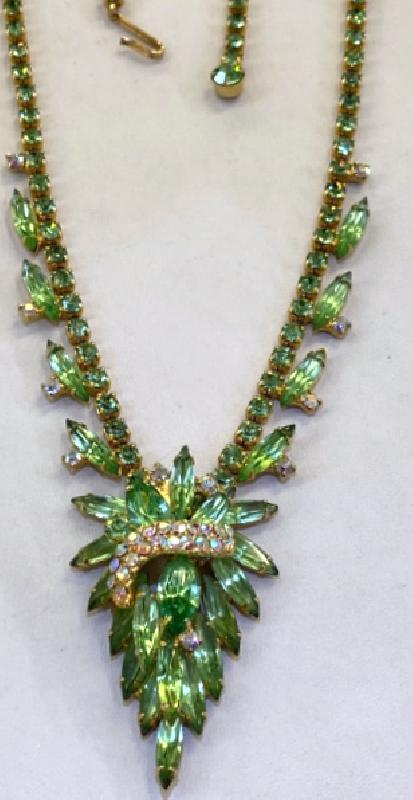 Front view of Green Navettes Necklace