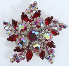Red Navettes Brooch