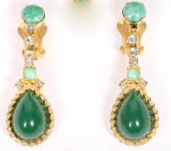 Green Cabochons Plastic Earrings Clip