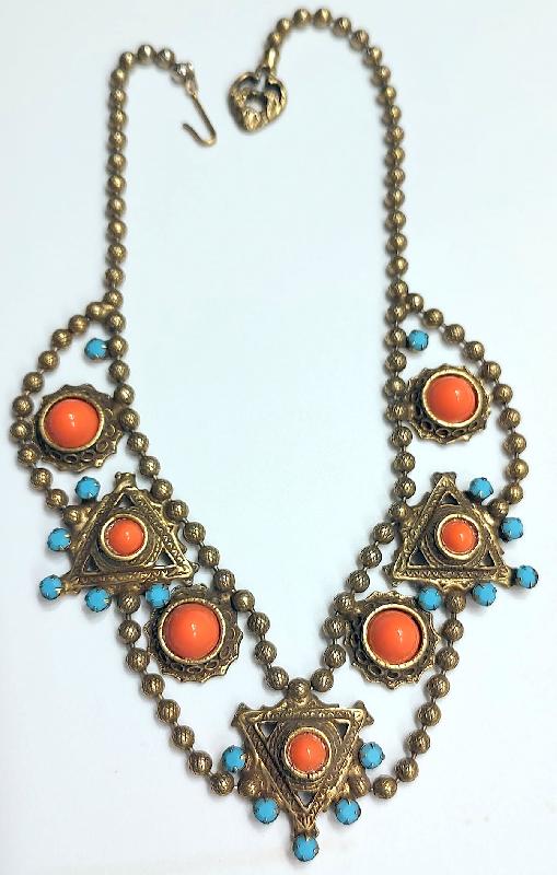 Front view of Multiple Colors Cabochons Plastic Necklace