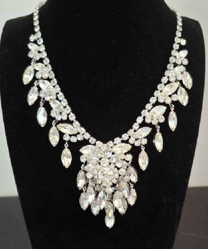 Front view of Clear Navettes Necklace