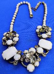 White (chalk Or Milk) Cabochons Necklace