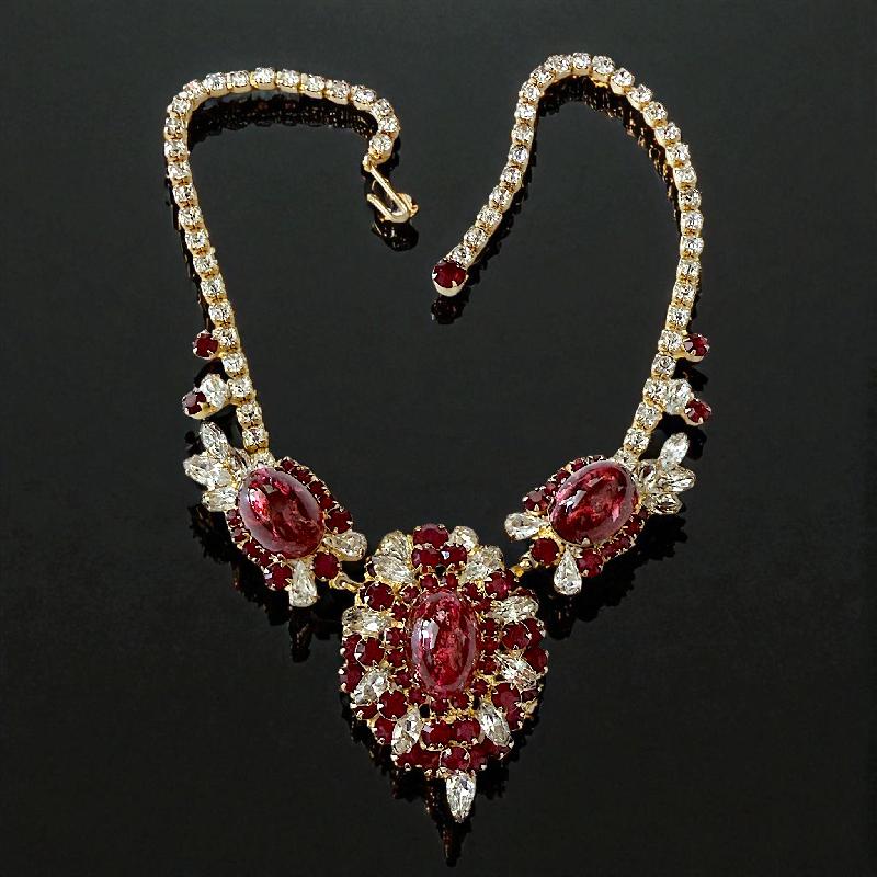 Front view of Red Pear Plastic Necklace