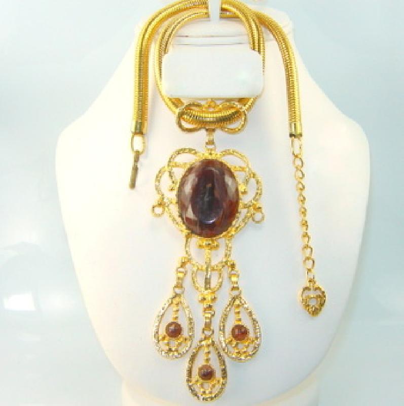 Front view of Topaz Oval Plastic Pendant