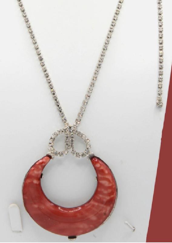 Front view of Pink Cabochons Plastic Necklace