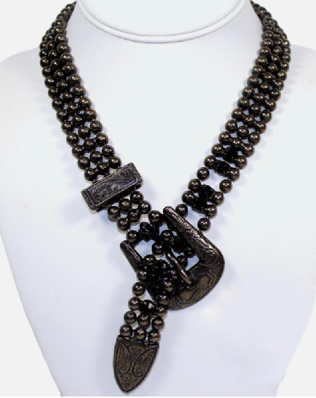 Front view of Black (jet) Chatons Only Necklace