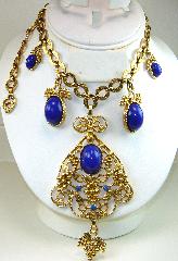 Blue Cabochons Plastic Necklace