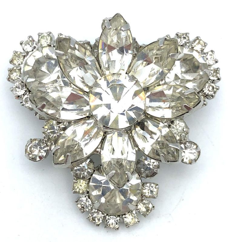 Front view of Clear Navettes Pin Pendant