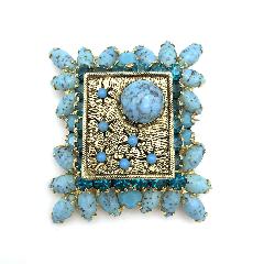 Blue Cabochons Spotted Pin Pendant