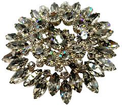 Gray (black Diamond) Navettes Brooch