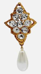 Clear Chatons Only Pearl Brooch