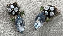 Blue Navettes Spotted Earrings Clip