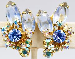 Blue Navettes Earrings Clip