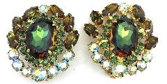 Green Oval Multi-Color/Shaded Earrings Clip