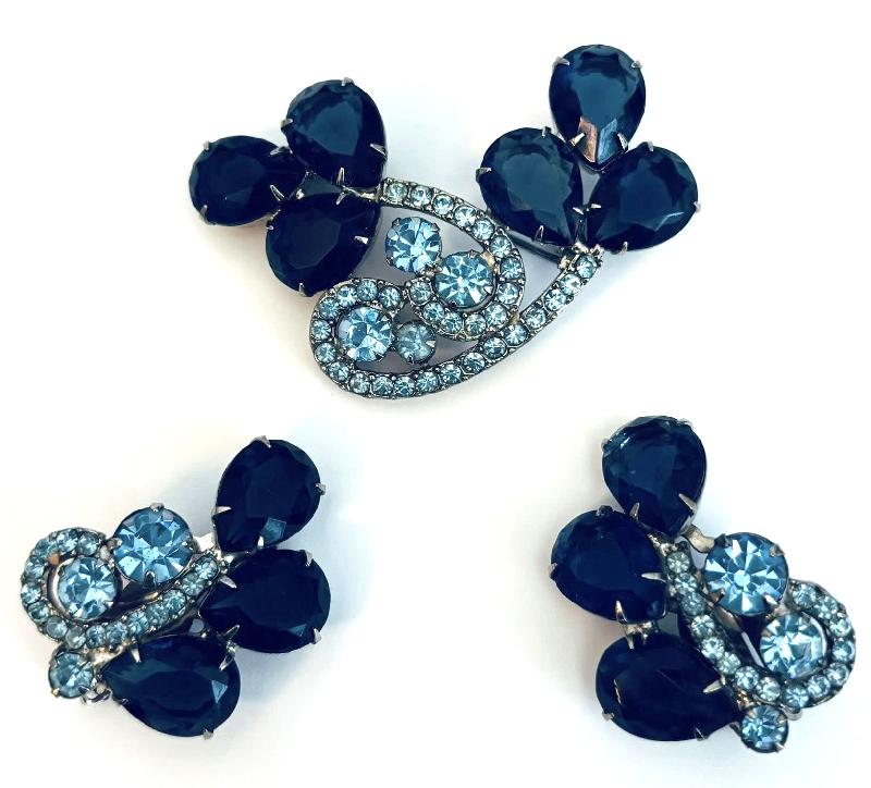 Front view of Blue Pear Brooch