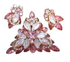 Pink Cabochons Molded/Cut Brooch