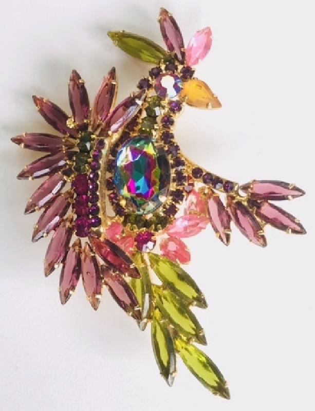 Front view of Multiple Colors Pear Multi-Color/Shaded Brooch