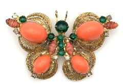 Orange Cabochons Plastic Brooch