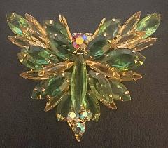 Green Navettes Brooch