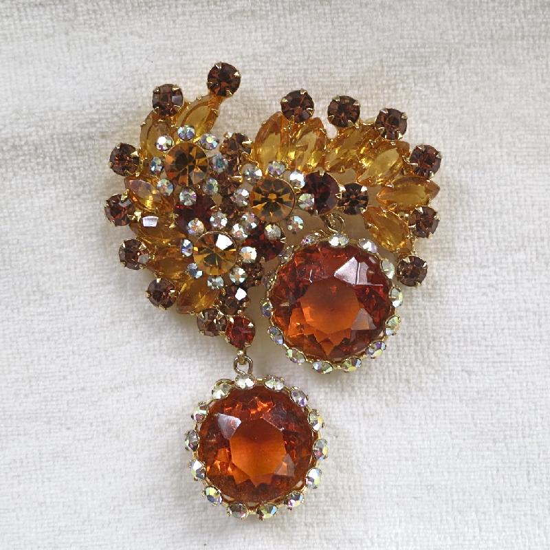 Front view of Topaz Framed Disks Brooch