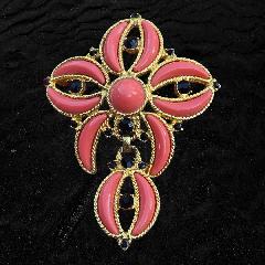 Orange Cabochons Plastic Brooch