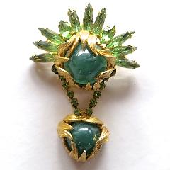 Green Cabochons Brooch
