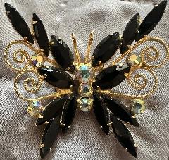 Black (jet) Navettes Brooch