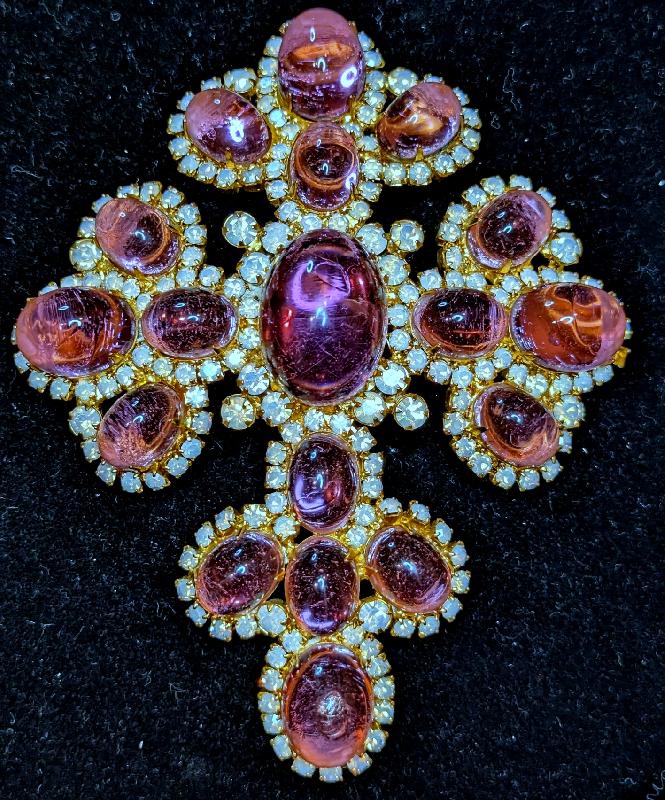 Front view of Pink Cabochons Plastic Brooch