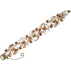 White (chalk Or Milk) Cabochons Striped Bracelet 5 Link