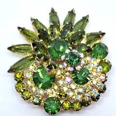 Green Navettes Brooch