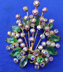 Green Navettes Brooch