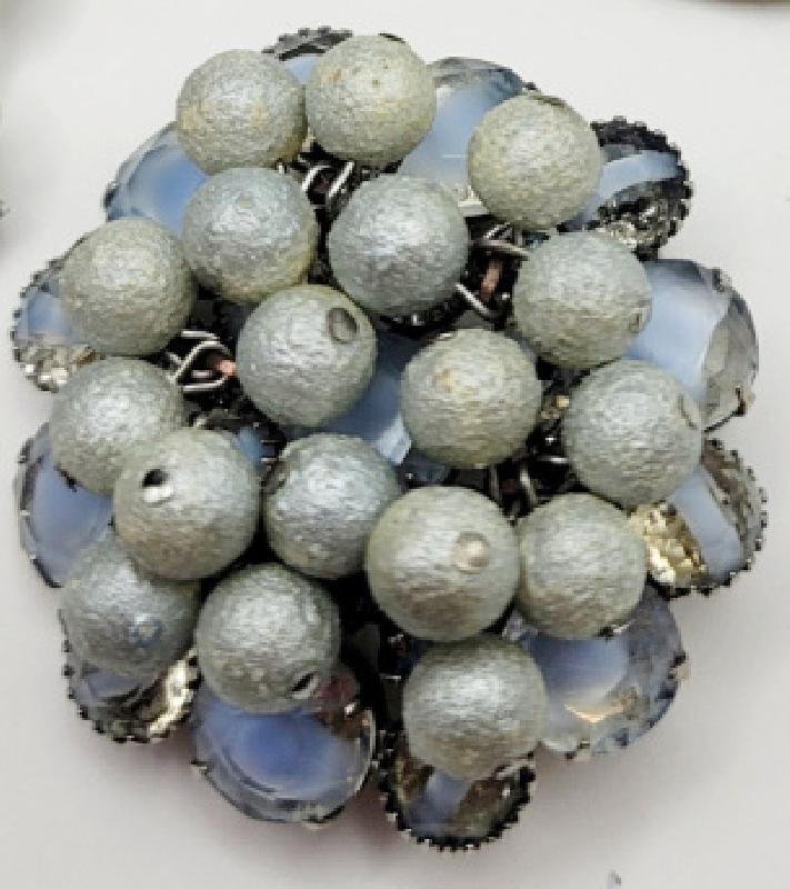 Front view of Blue Chatons Only Givre Brooch