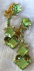 Green Square Earrings Clip