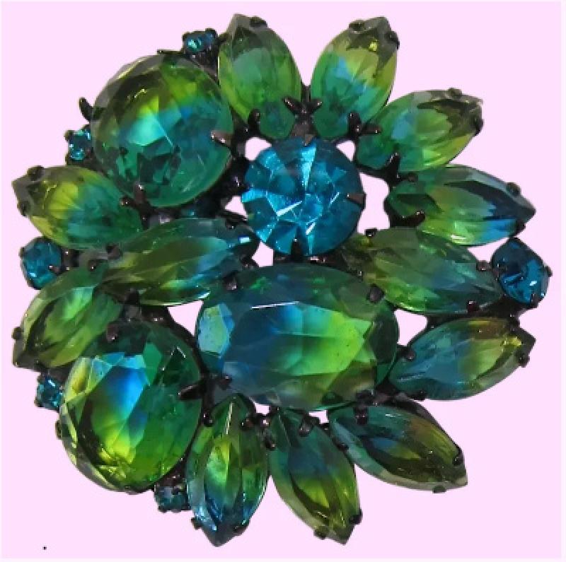 Front view of Multiple Colors Oval Multi-Color/Shaded Brooch