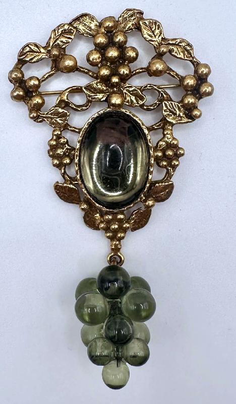 Front view of Green Cabochons Brooch