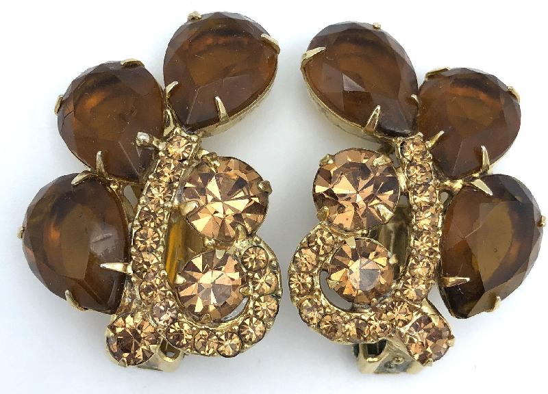 Front view of Topaz Pear Earrings Clip