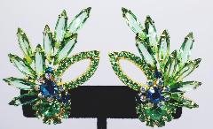 Green Navettes Earrings Clip