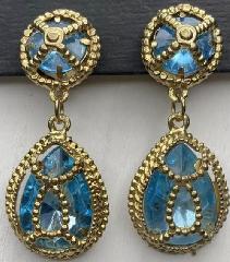 Blue Pear Earrings Clip