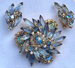 Blue Navettes Earrings Clip