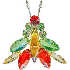 Orange Navettes Brooch