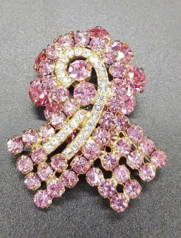 Front view of Pink Chatons Only Brooch