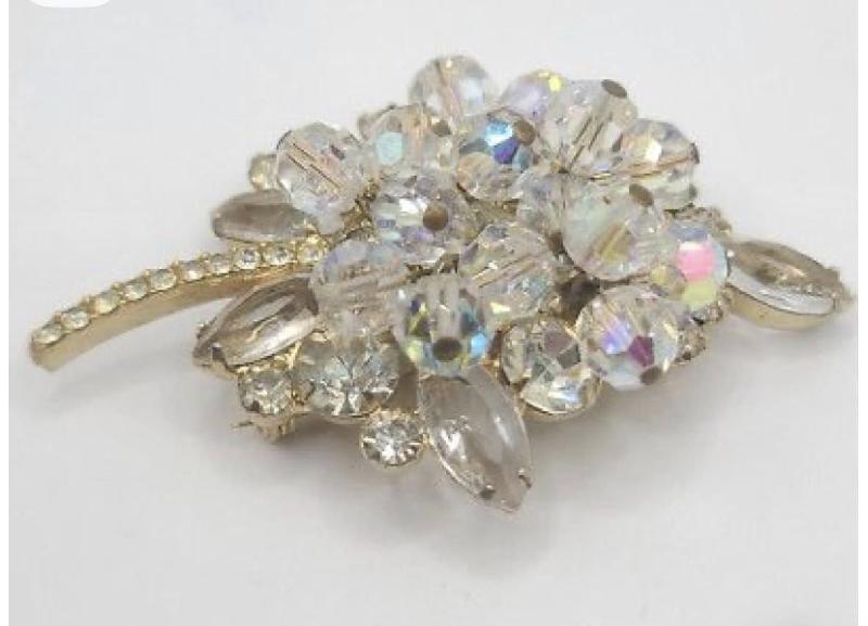 Front view of Clear Navettes Brooch