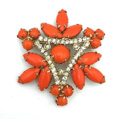 Orange Cabochons Brooch