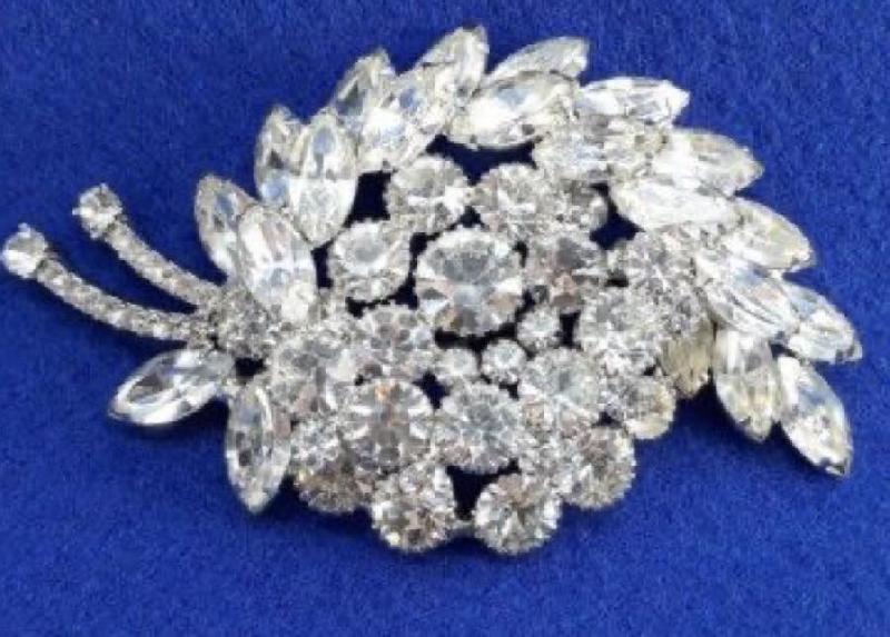 Front view of Clear Navettes Brooch