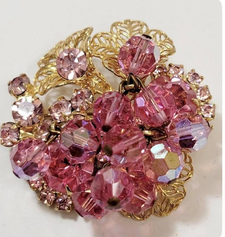 Front view of Pink Chatons Only Brooch